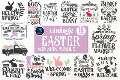 Vintage Easter Sign SVG Bundle