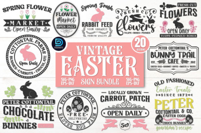 Vintage Easter Sign SVG Bundle