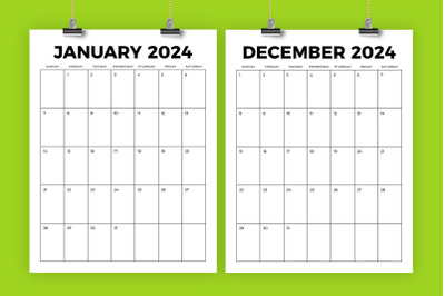 2024 Vertical 8.5 x 11 Inch Calendar