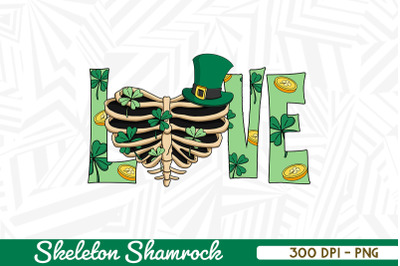 LOVE Skeleton Shamrock Lucky Leaf