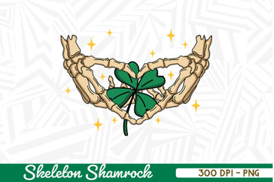 Skeleton Hands Retro Heart Shamrock