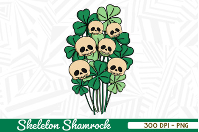 Skeleton Floral Lucky Leaf with Skull