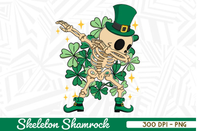 Dabbing Skeleton Retro Shamrock Lucky