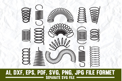 Metal spring,Coiled Spring, Spiral, Steel, Wire, Machinery, Illustrati