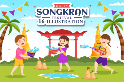 16 Songkran Festival Day Illustration