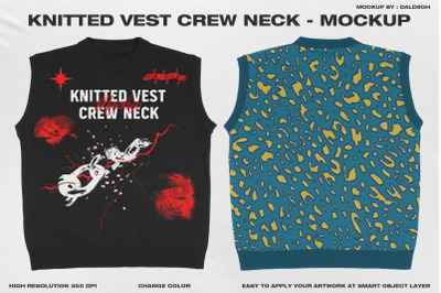 Knitted Vest Crew Neck - Mockup