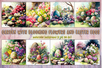 Blooming Flowers And Easter Eggs