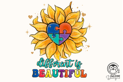 Autism Different Is Beautiful Sunflower
