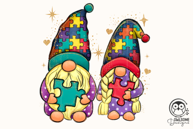 Autism Gnomes Couple PNG Sublimation