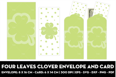 Four leaves clover envelope and card