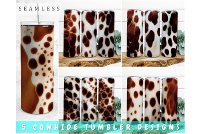 Cowhide Tumbler Sublimation Designs Bundle, 20 Oz Skinny Tumbler PNG