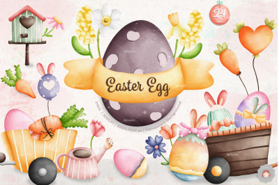 Watercolor Easter Egg Decoration Clipart