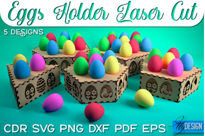 Egg Holder Laser Cut SVG | Happy Easter SVG Design | CNC Files