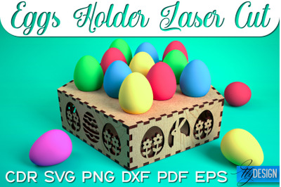 Eggs Holder Laser Cut SVG | Happy Easter SVG Design | CNC Files