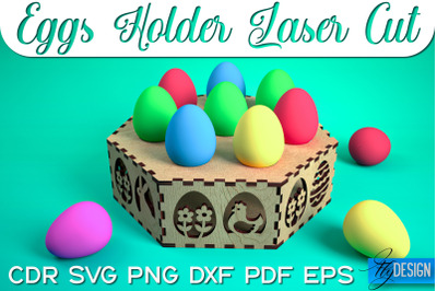 Eggs Holder Laser Cut SVG | Happy Easter SVG Design | CNC Files