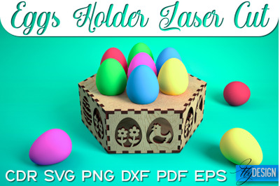 Eggs Holder Laser Cut SVG | Happy Easter SVG Design | CNC Files