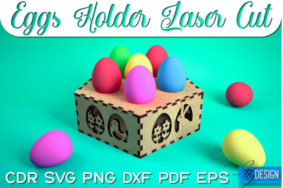 Eggs Holder Laser Cut SVG | Happy Easter SVG Design | CNC Files