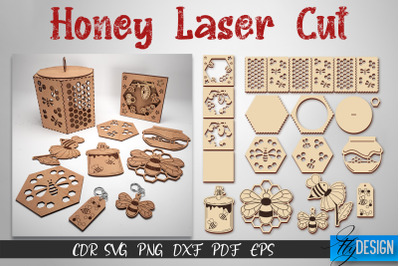 Honey Laser Cut SVG | Honey Bee SVG Design | CNC Files