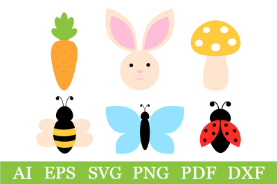 Spring clipart. Spring sublimation. Bunny insect carrot SVG