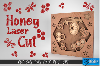 Honey Laser Cut SVG | Honey Bee SVG Design | CNC Files