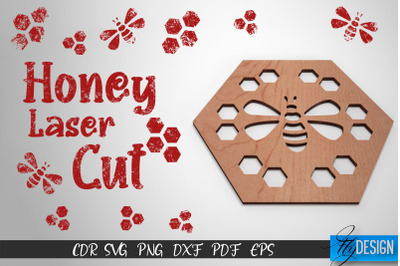 Honey Laser Cut SVG | Honey Bee SVG Design | CNC Files