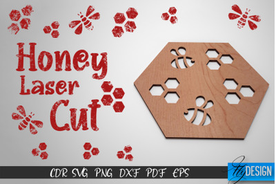 Honey Laser Cut SVG | Honey Bee SVG Design | CNC Files