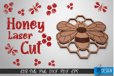 Honey Laser Cut SVG | Honey Bee SVG Design | CNC Files