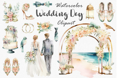 Watercolor Wedding Clipart, Bride