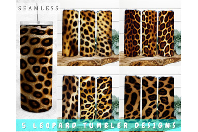 Leopard Skin Tumbler Sublimation Designs Bundle, 20 Oz Skinny Tumbler