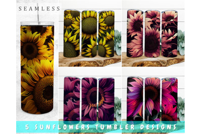 Sunflowers Tumbler Sublimation Designs Bundle, 20 Oz Skinny Tumbler