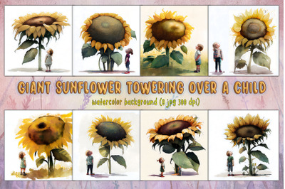 Giant Sunflower And Small Child