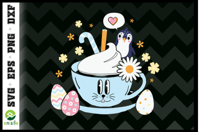 Easter Penguin in the Coffee Cup