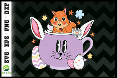 Easter Squirrel in the Coffee Cup