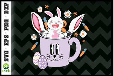 Easter Bunny Rabbit in the Coffee Cup