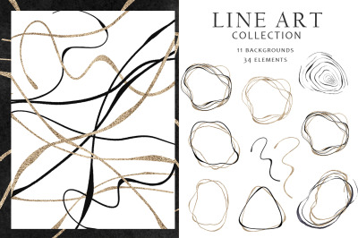 Line Art Shapes and Backgrounds Collection