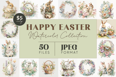 Happy Easter Watercolor Collection