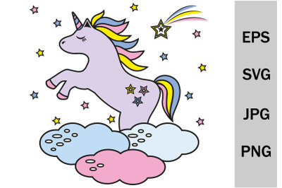 Unicorn in the clouds svg, Unicorn svg, clipart, sublimation