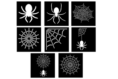 Spiders Stencil, Spider Web Stencil, Spiders and Spider Web SVG .