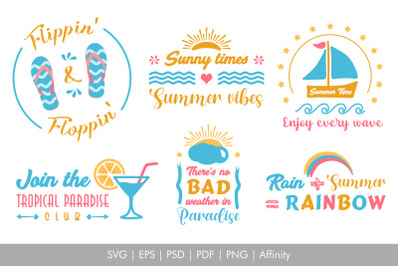 Summer Quotes SVG Bundle Illustrations.