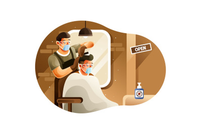 Barbershop is open during a pandemic