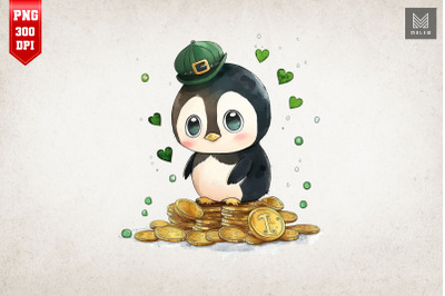 Penguin &amp; Gold Coins St Patrick&#039;s Day