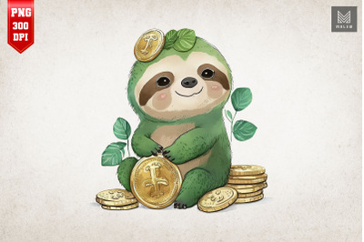 Sloth &amp; Gold Coins St Patrick&#039;s Day 2