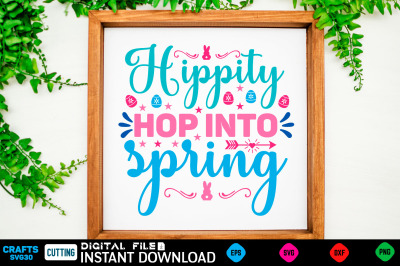 hippity hop into spring svg design