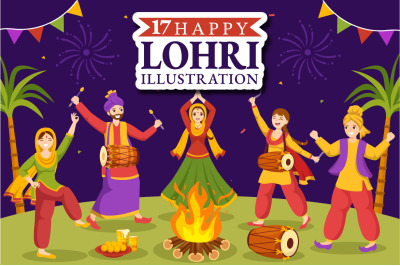 17 Happy Lohri Festival Illustration