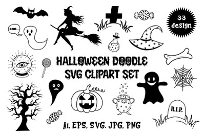 Halloween Doodle SVG clipart set