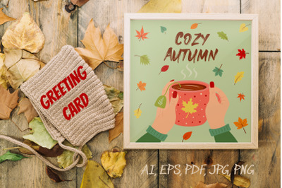 Cozy autumn greeting card