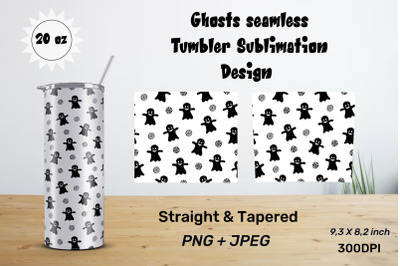 Ghosts seamless Tumbler Sublimation Design, 20 oz