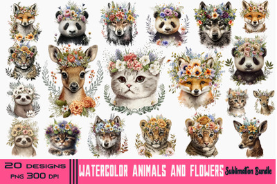 Animals &amp;amp; Flowers Watercolor Bundle