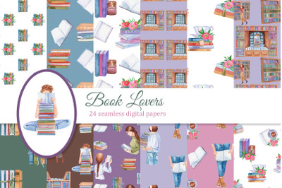 Book lovers Digital Papers Pack