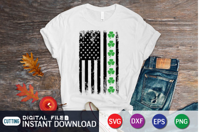 America Flag Shamrock SVG&2C; St Patricks Day SVG